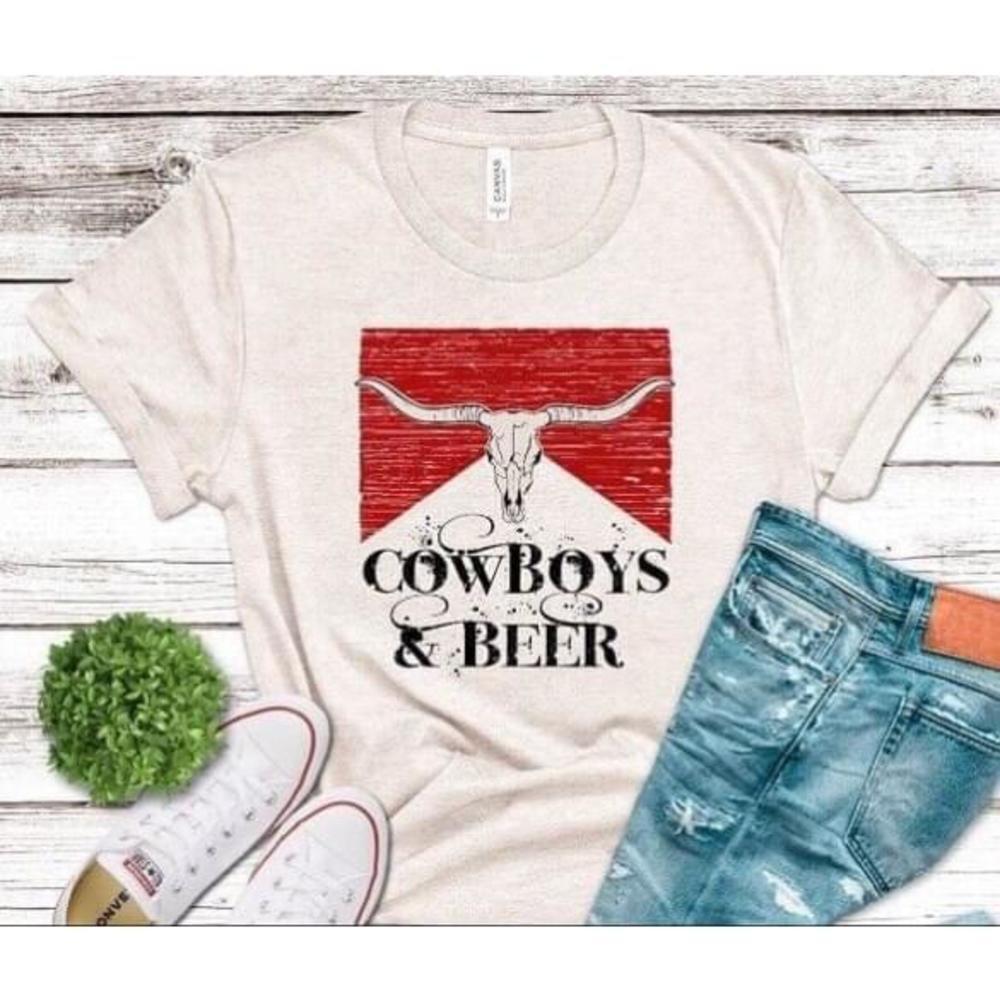 Emory Rose Cowboys & Beer Tshirt Top Sz XL Extra Large NWT Womens - Picture 3 of 11